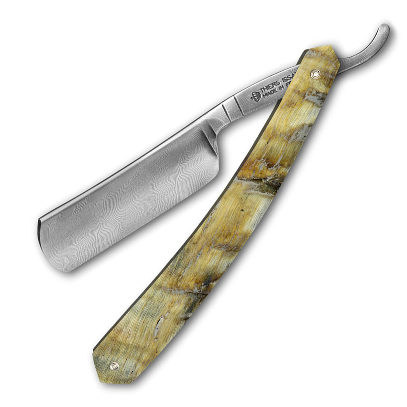 Thiers Issard Damascus 6/8" Ram Horn Straight Razor