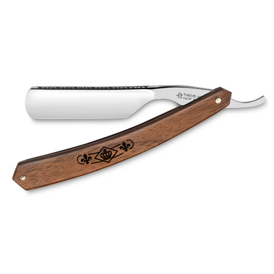 Thiers Issard Fleur De Lys Straight Razor 5/8" Walnut Wood Carbon Steel