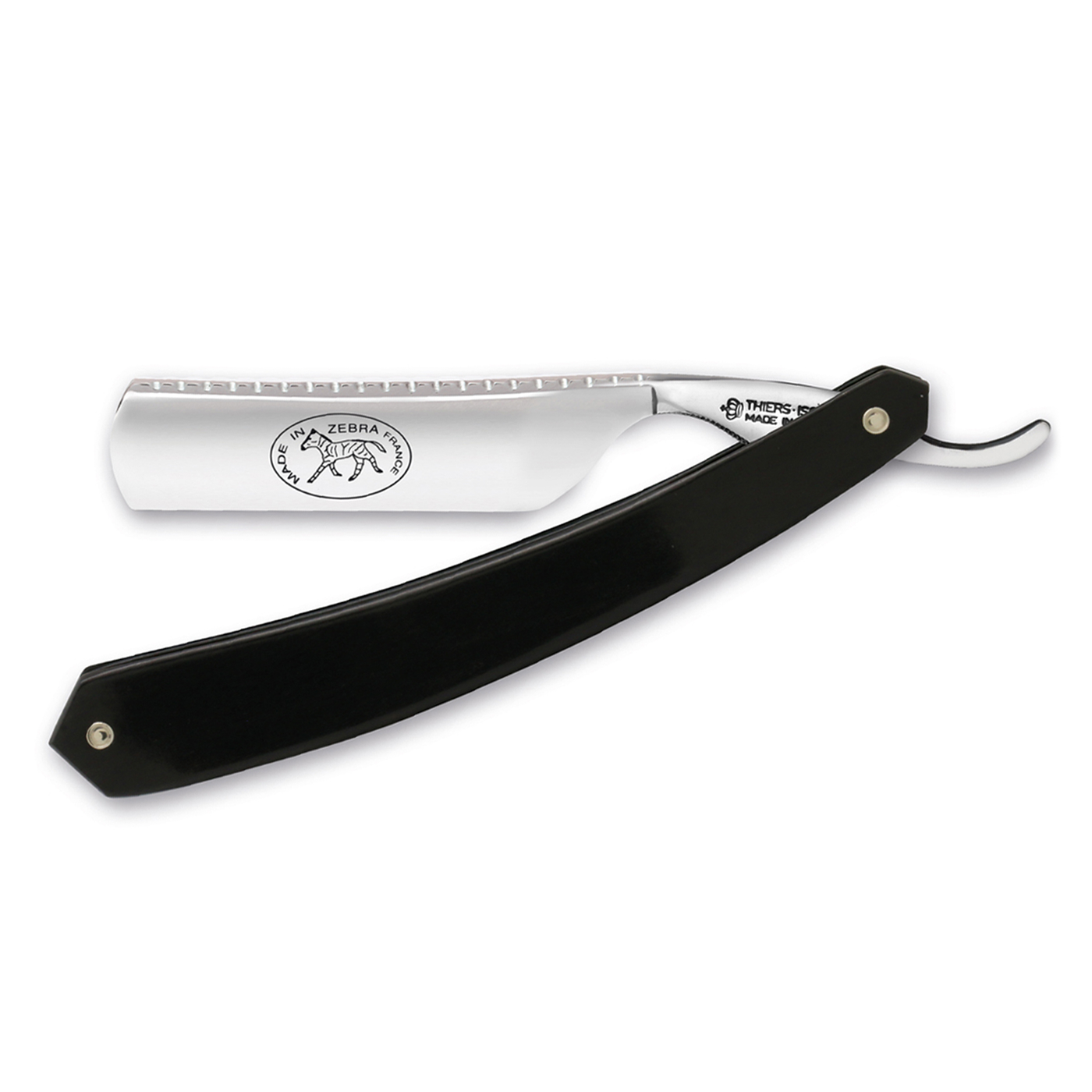 Thiers Issard Historic 'Zebra' Straight Razor 7/8" Ebony Carbon Steel