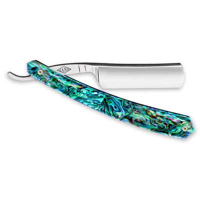 Thiers Issard 'Le Transatlantique' Straight Razor 6/8" 188 Abalone Scales - Carbon Steel - Round Nose