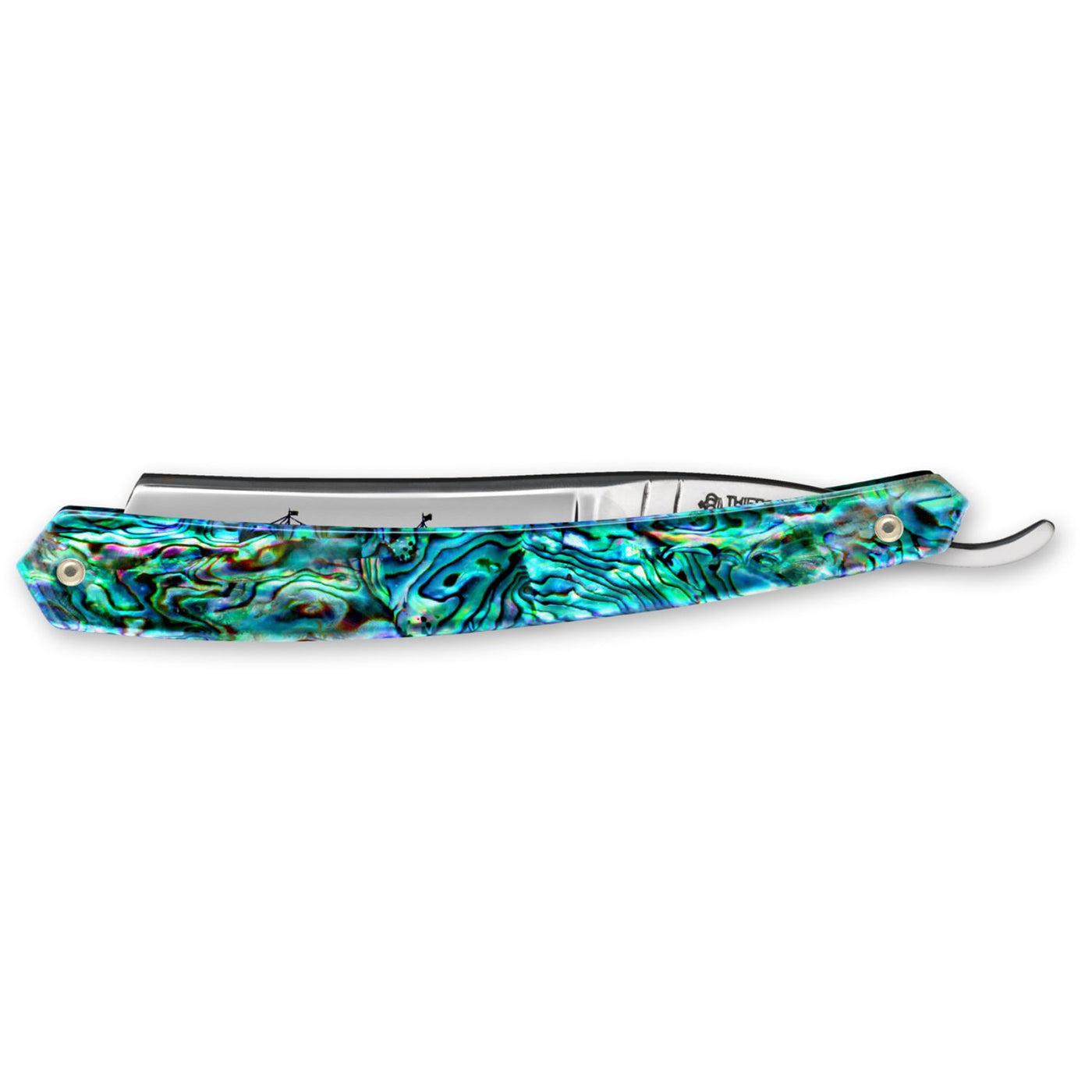Thiers Issard 'Le Transatlantique' Straight Razor 6/8" 188 Abalone Scales - Carbon Steel - Round Nose
