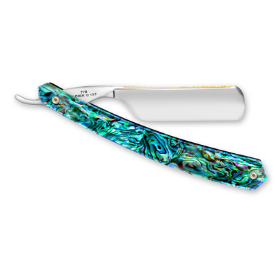 Thiers Issard 'Le Transatlantique' Straight Razor 7/8" 275 Abalone Scales - Carbon Steel - Round Point