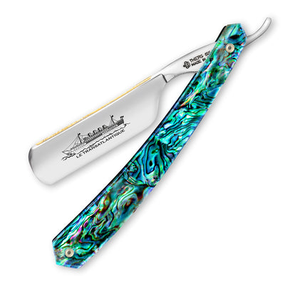 Thiers Issard 'Le Transatlantique' Straight Razor 7/8" 275 Abalone Scales - Carbon Steel - Round Point