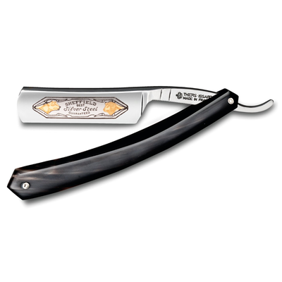 Thiers Issard 'Sheffield Best Silver Steel' Wolf and Ram Straight Razor 5/8" Black Cow Horn Tip Carbon Steel