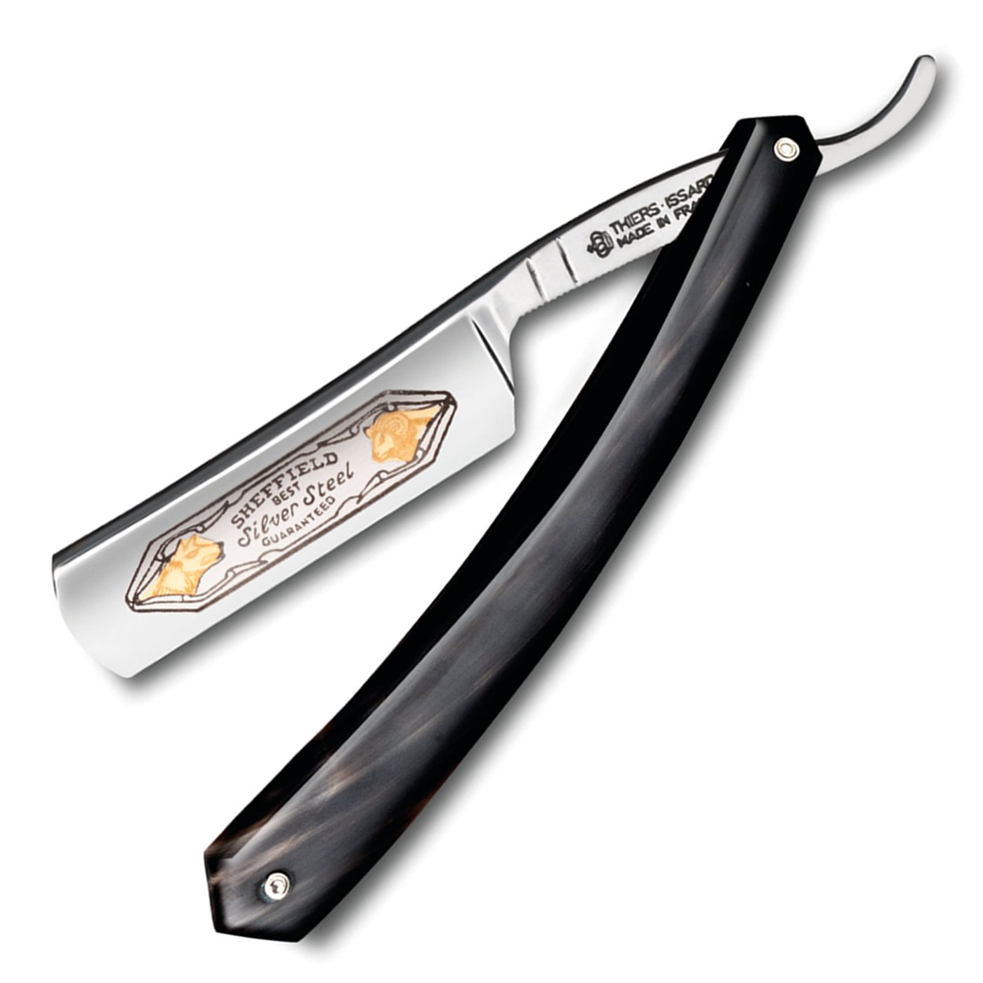 Thiers Issard Luxury Singing 5/8" Black Cow Horn Round Point Straight Razor