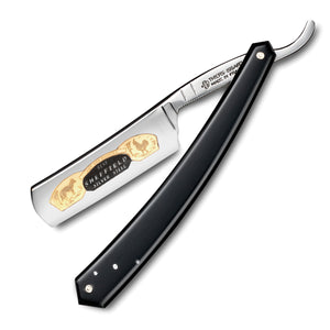 Thiers Issard 'Best Sheffield Silver Steel' Fox and Rooster Straight Razor 6/8" Black Resin with Faux Diamond Inlays Carbon Steel