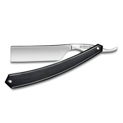 Thiers Issard Black Cow Horn Tip Straight Razor  7/8" Carbon Steel