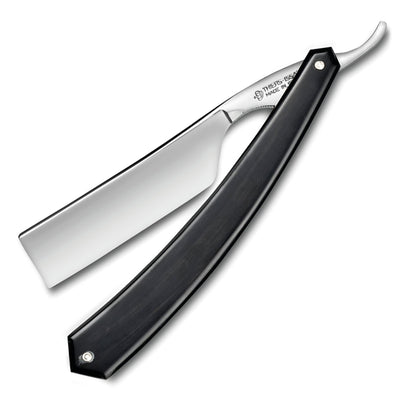 Thiers Issard Black Cow Horn Tip Straight Razor  7/8" Carbon Steel