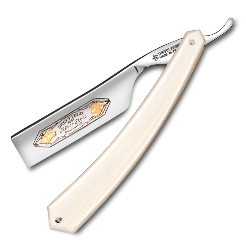 Thiers Issard 'Sheffield Best Silver Steel' Wolf and Ram Straight Razor 7/8" Bone Carbon Steel