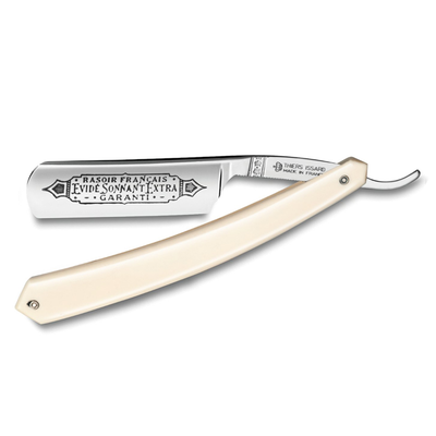 Thiers Issard 'Evide Sonnant Extra Garanti' Straight Razor 5/8" White Resin Carbon Steel