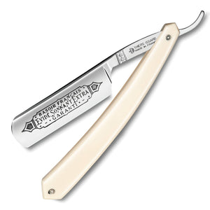Thiers Issard 'Evide Sonnant Extra Garanti' Straight Razor 5/8" White Resin Carbon Steel