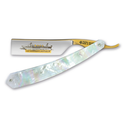 Thiers Issard 'Le Transatlantique' Straight Razor 7/8" 188 Mother of Pearl - Gold - Carbon Steel - Square Nose