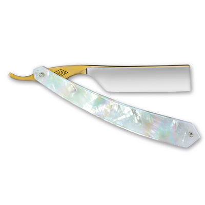Thiers Issard 'Le Transatlantique' Straight Razor 7/8" 188 Mother of Pearl - Gold - Carbon Steel - Square Nose