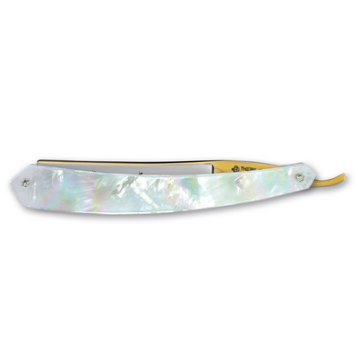Thiers Issard 'Le Transatlantique' Straight Razor 7/8" 188 Mother of Pearl - Gold - Carbon Steel - Square Nose