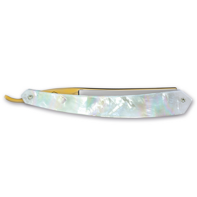 Thiers Issard 'Le Transatlantique' Straight Razor 7/8" 188 Mother of Pearl - Gold - Carbon Steel - Square Nose