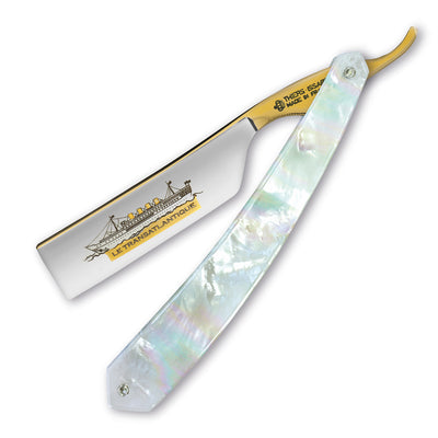 Thiers Issard 'Le Transatlantique' Straight Razor 7/8" 188 Mother of Pearl - Gold - Carbon Steel - Square Nose