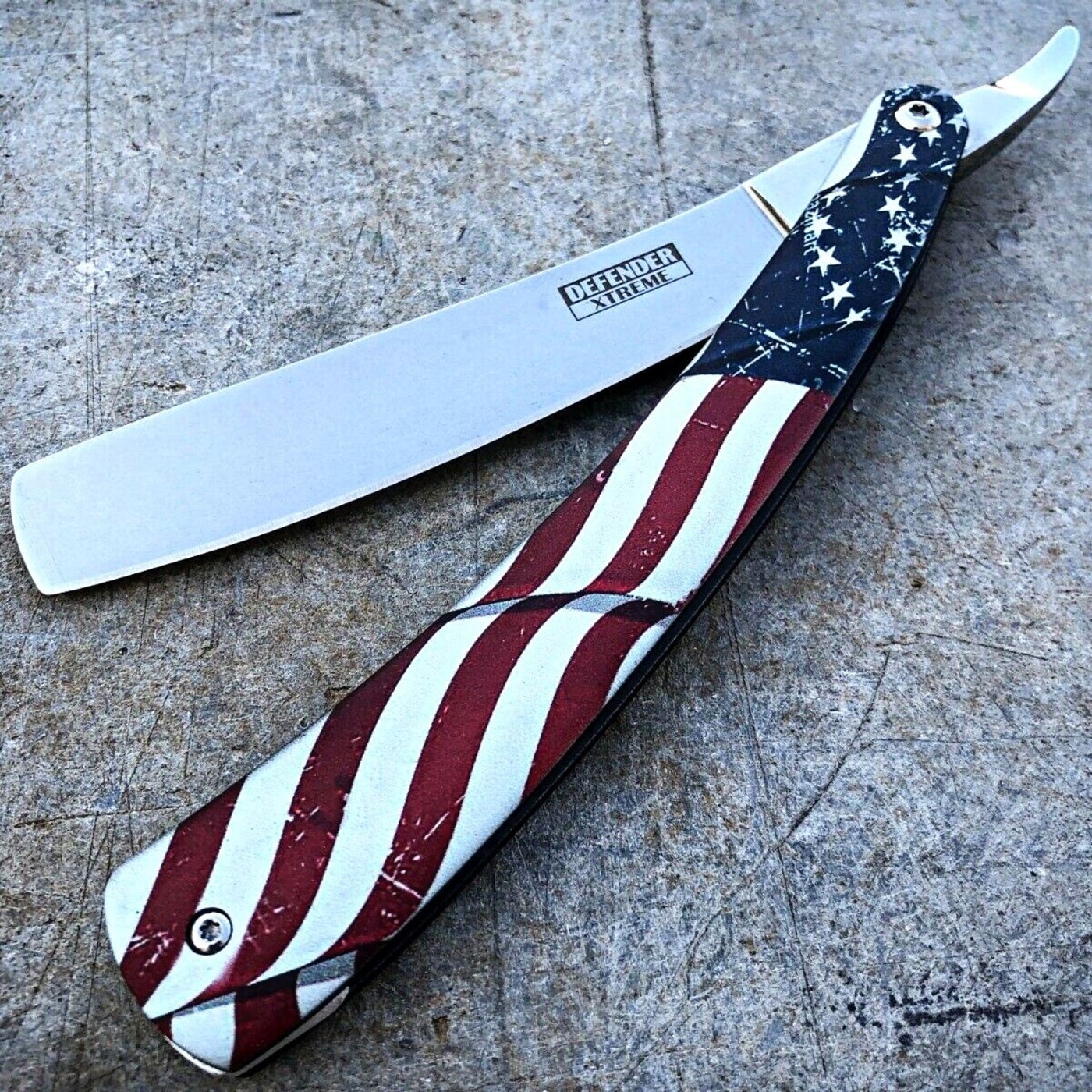  Vintage Defender Xtreme USA American Flag Straight Razor by Naked Armor sold by Naked Armor Razors
