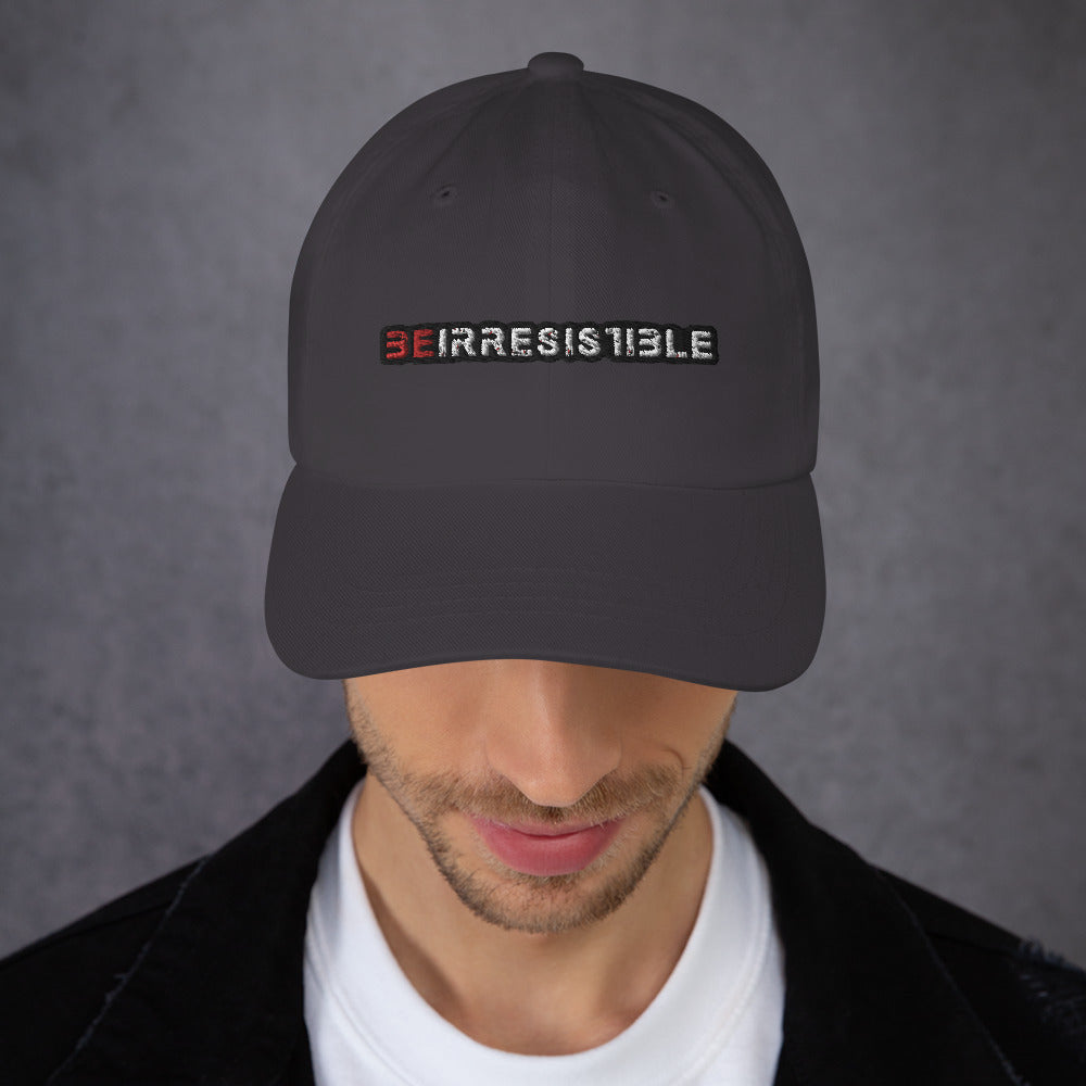 Dark Grey Be Irresistible Dad Hat by Naked Armor sold by Naked Armor Razors
