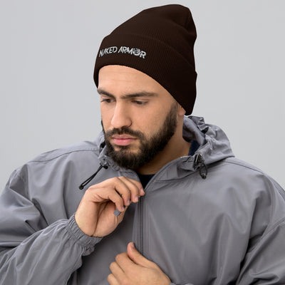 Brown Naked Armor Cuffed Beanie by Naked Armor sold by Naked Armor Razors
