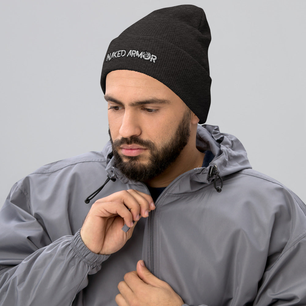 Dark Grey Naked Armor Cuffed Beanie by Naked Armor sold by Naked Armor Razors