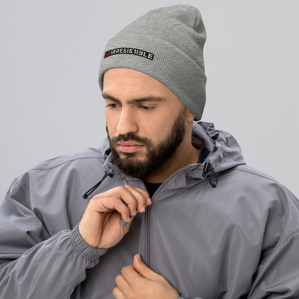 Heather Grey Be Irresistible Cuffed Beanie by Naked Armor sold by Naked Armor Razors