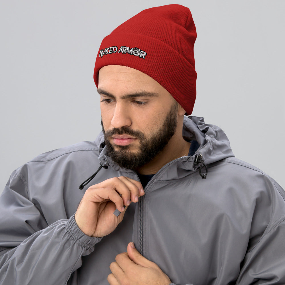 Red Naked Armor Cuffed Beanie by Naked Armor sold by Naked Armor Razors