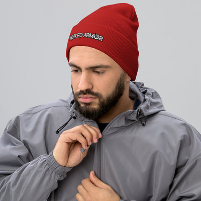 Red Naked Armor Cuffed Beanie by Naked Armor sold by Naked Armor Razors