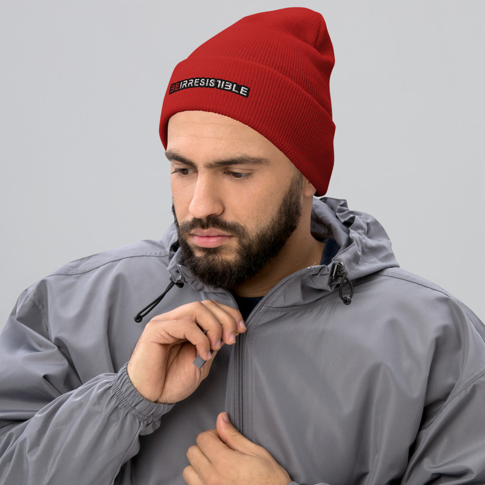 Red Be Irresistible Cuffed Beanie by Naked Armor sold by Naked Armor Razors