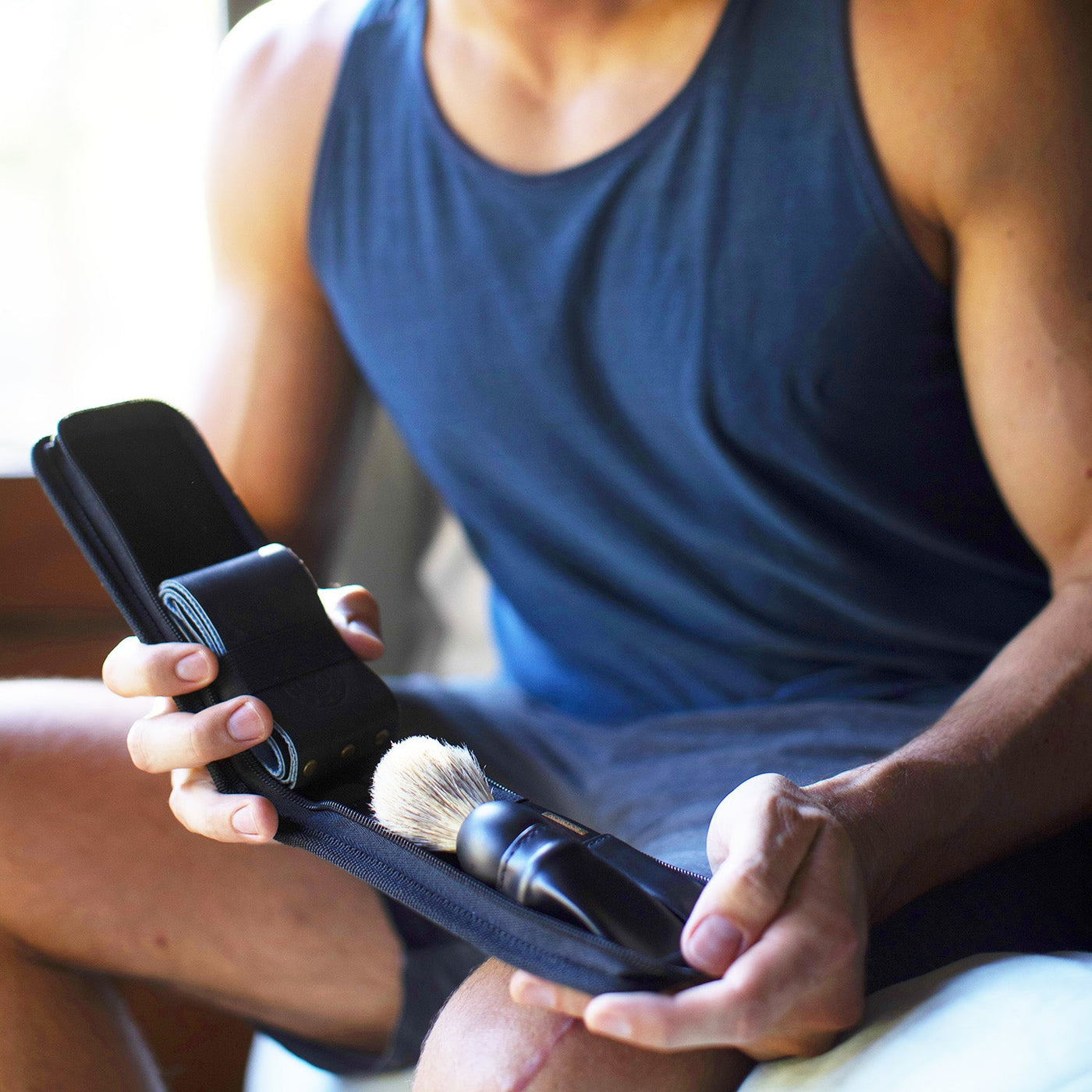 Naked Armor Black Synthetic Leather Straight Razor Travel Case