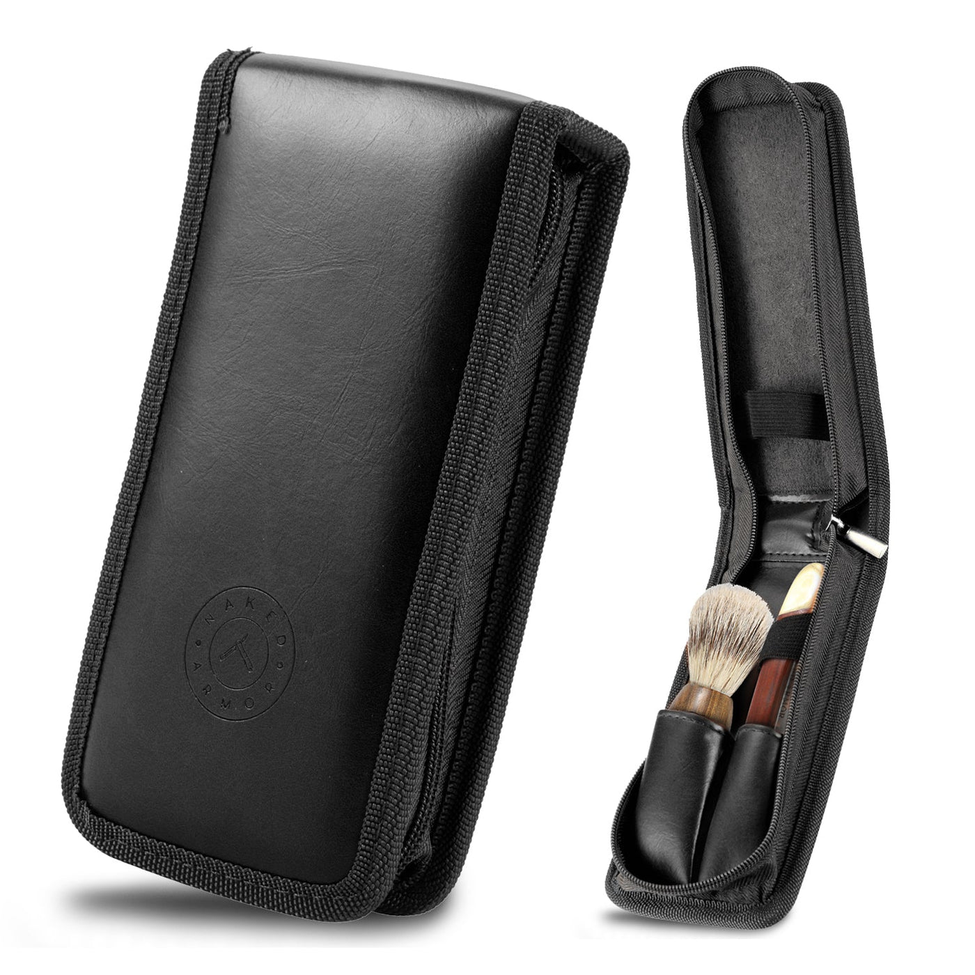 Naked Armor Black Synthetic Leather Straight Razor Travel Case