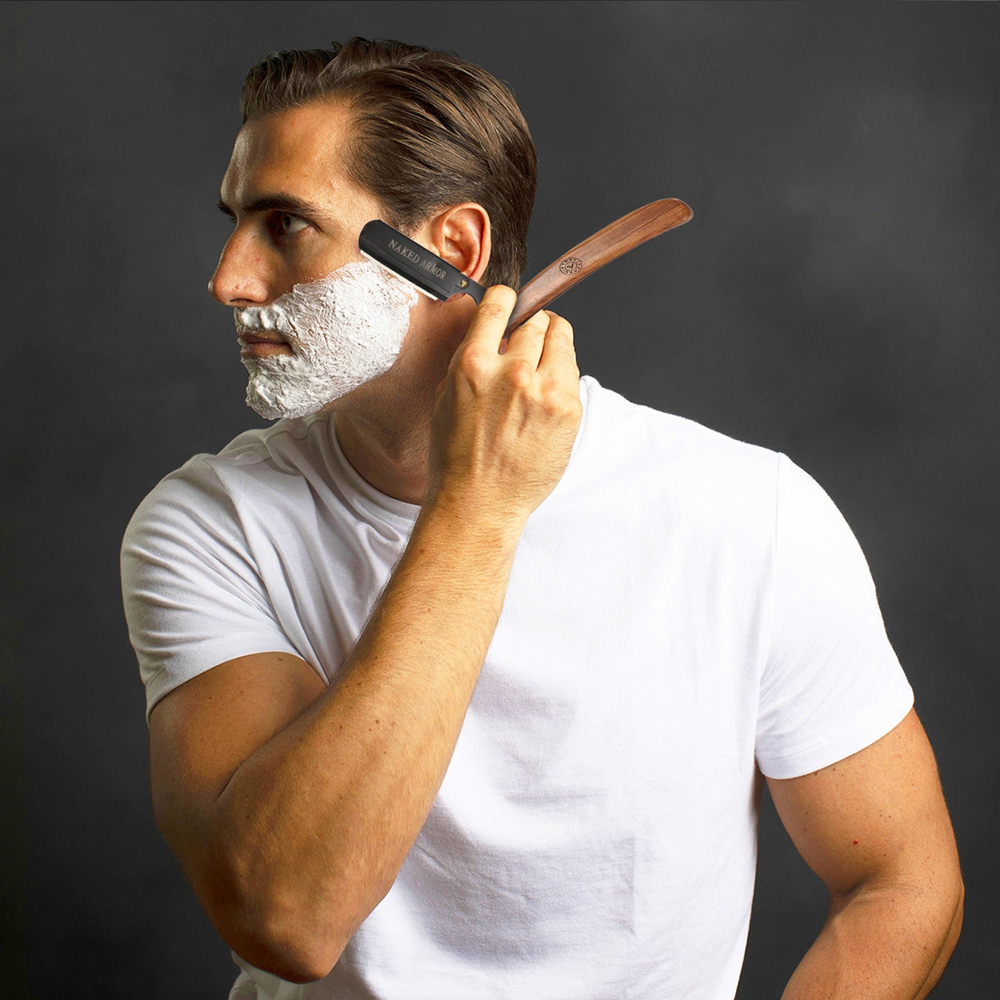 Naked Armor Brandelis Shavette Mahogany Wood Japanese Stainless Steel Shoulder and Tang