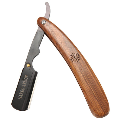 Naked Armor Brandelis Shavette Mahogany Wood Japanese Stainless Steel Shoulder and Tang