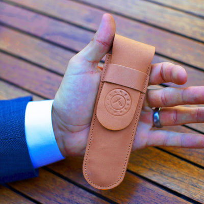 Naked Armor Claudin Brown Leather Straight Razor Case