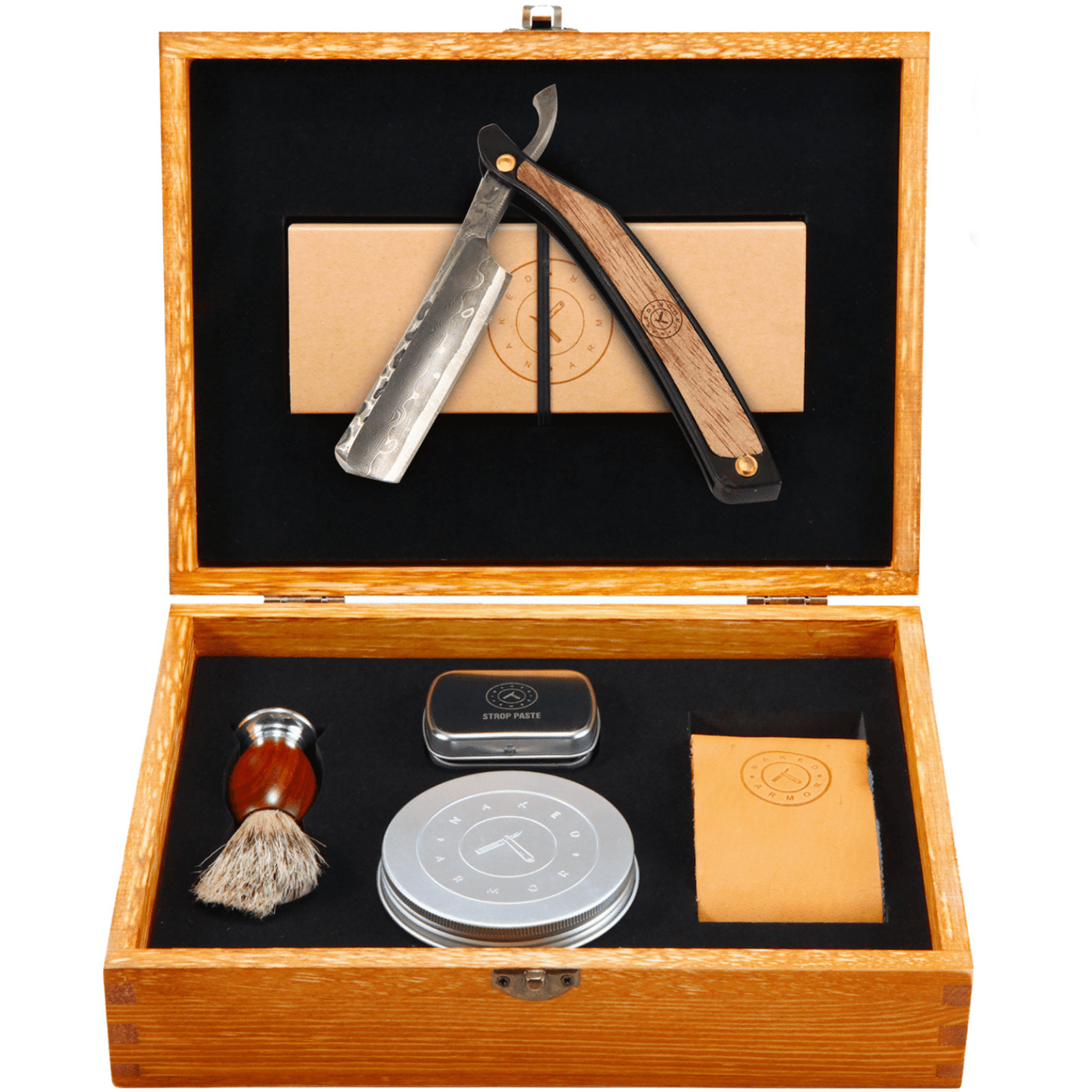 Naked Armor Damascus Straight Razor Kit 7 Pieces