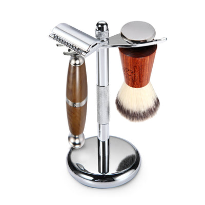 Naked Armor Dark Brown Priamus Closed Comb Safety Razor Shaving Set
