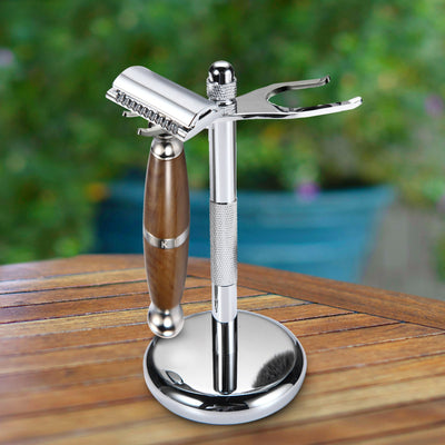 Naked Armor Dark Brown Priamus Safety Razor Wood Finish Resin Zinc Aluminum
