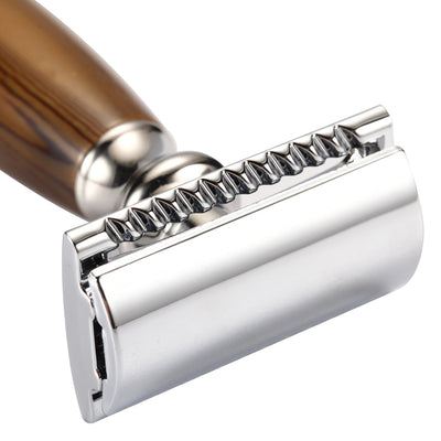 Naked Armor Dark Brown Priamus Safety Razor Wood Finish Resin Zinc Aluminum