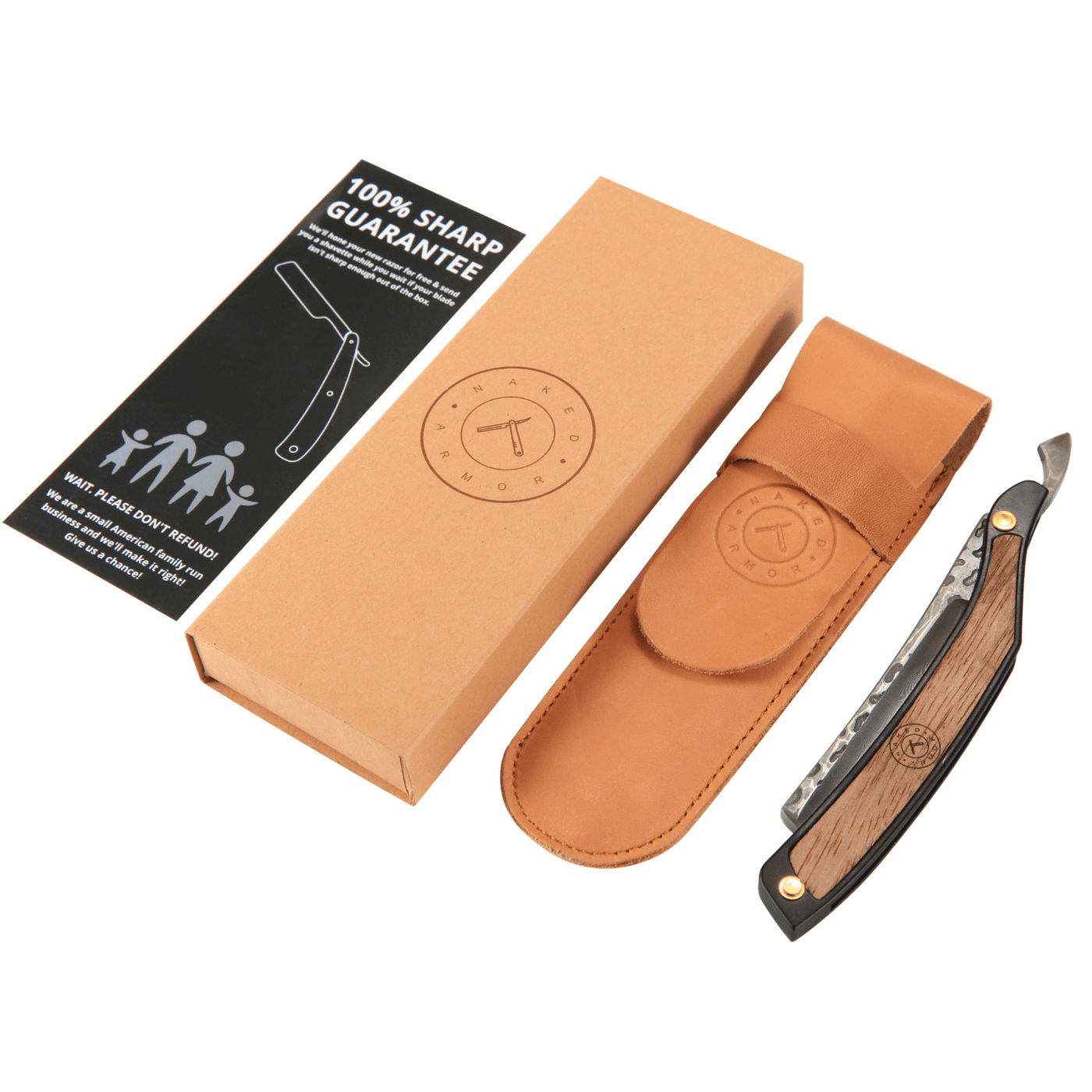 Naked Armor Drian Straight Razor 7/8" Walnut Square Point Damascus Steel