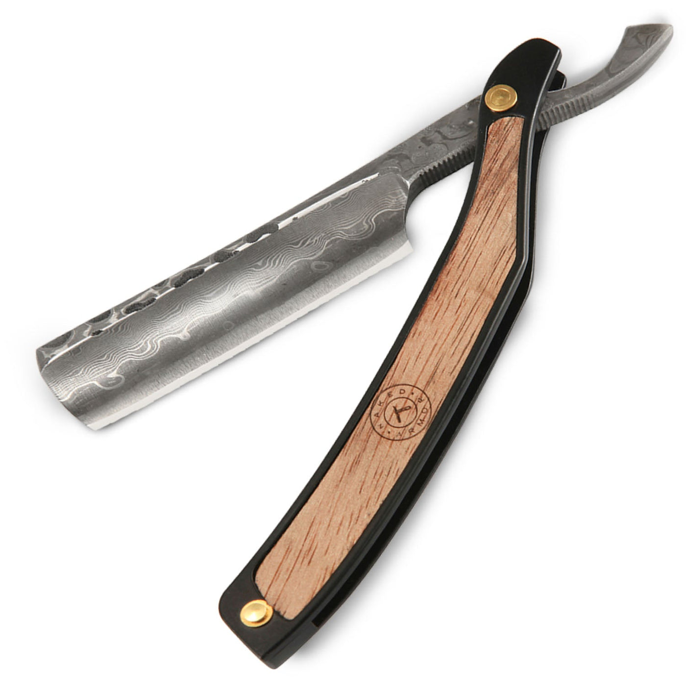 Naked Armor Drian Straight Razor 7/8" Walnut Square Point Damascus Steel