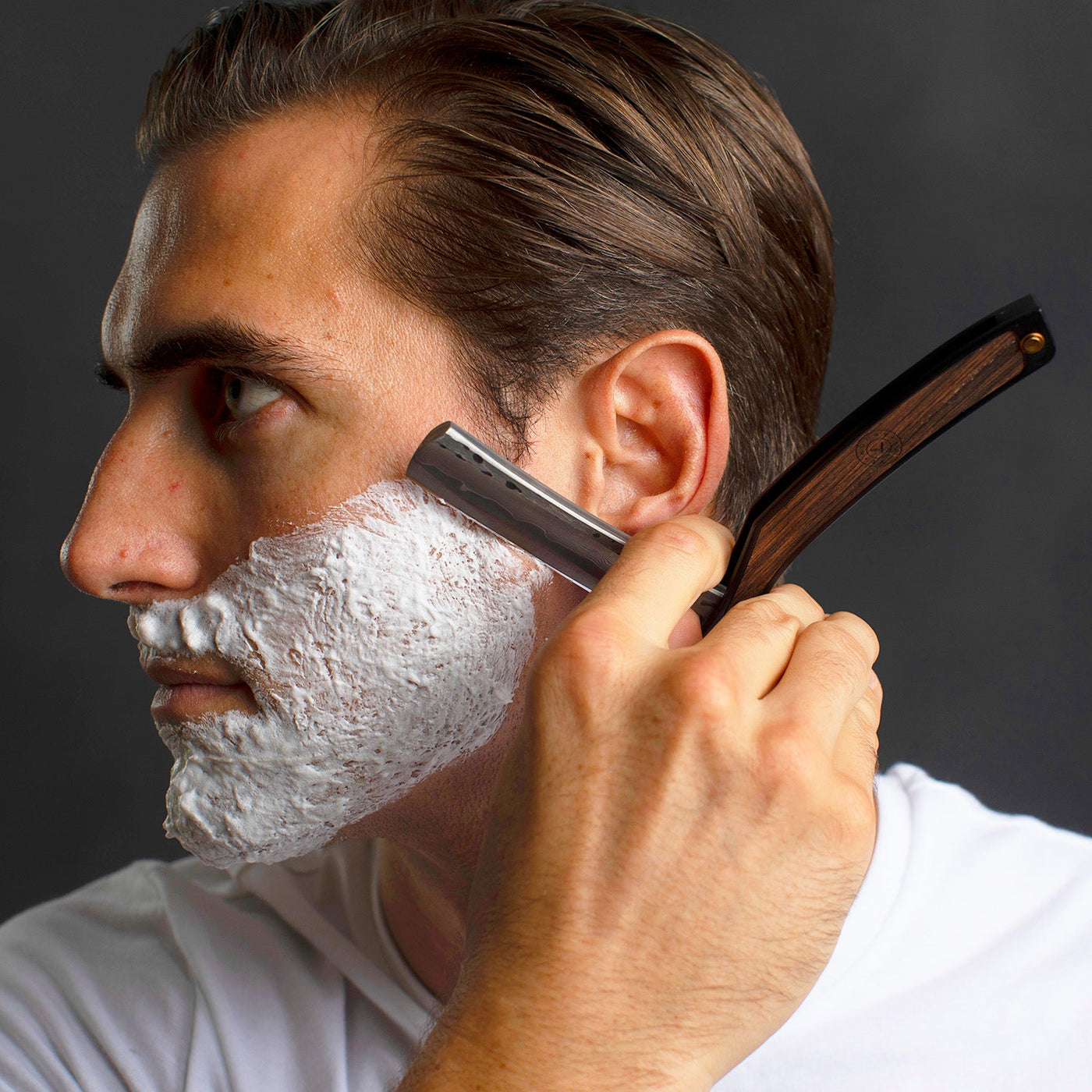 Naked Armor Drian Straight Razor 7/8" Walnut Square Point Damascus Steel