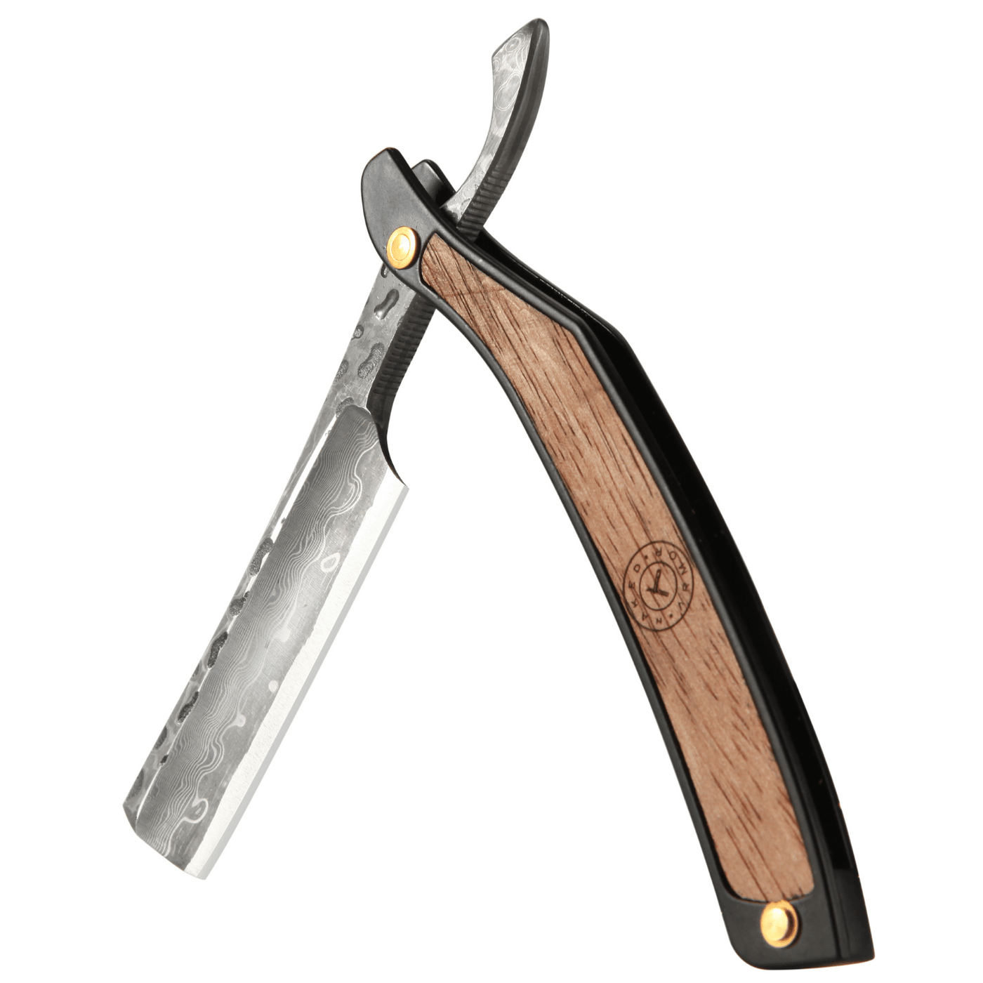 Naked Armor Drian Straight Razor 7/8" Walnut Square Point Damascus Steel