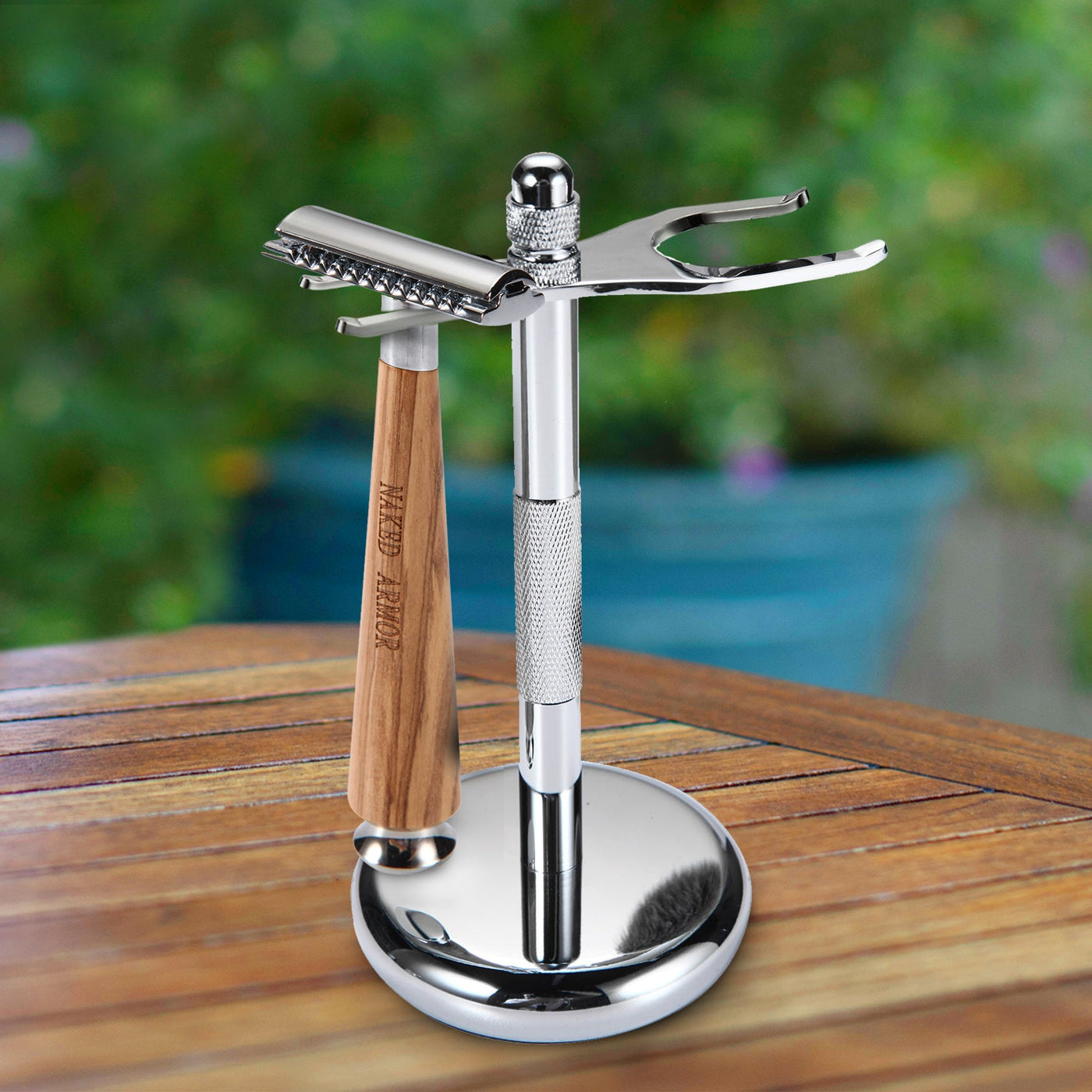 Naked Armor Gaswain Safety Razor Olive Wood Zinc Aluminum