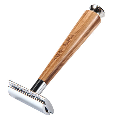 Naked Armor Gaswain Safety Razor Olive Wood Zinc Aluminum