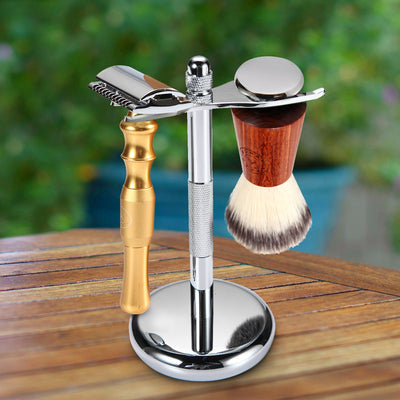 Naked Armor Gold Bleoberis Closed Comb Safety Razor Shaving Set