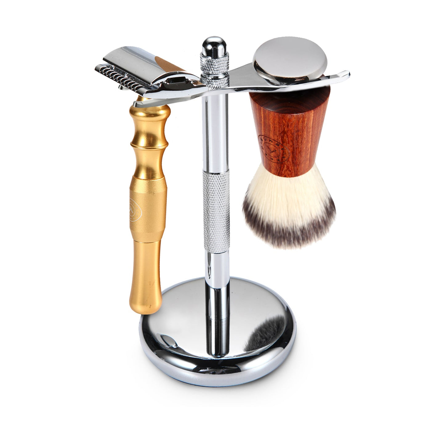 Naked Armor Gold Bleoberis Closed Comb Safety Razor Shaving Set