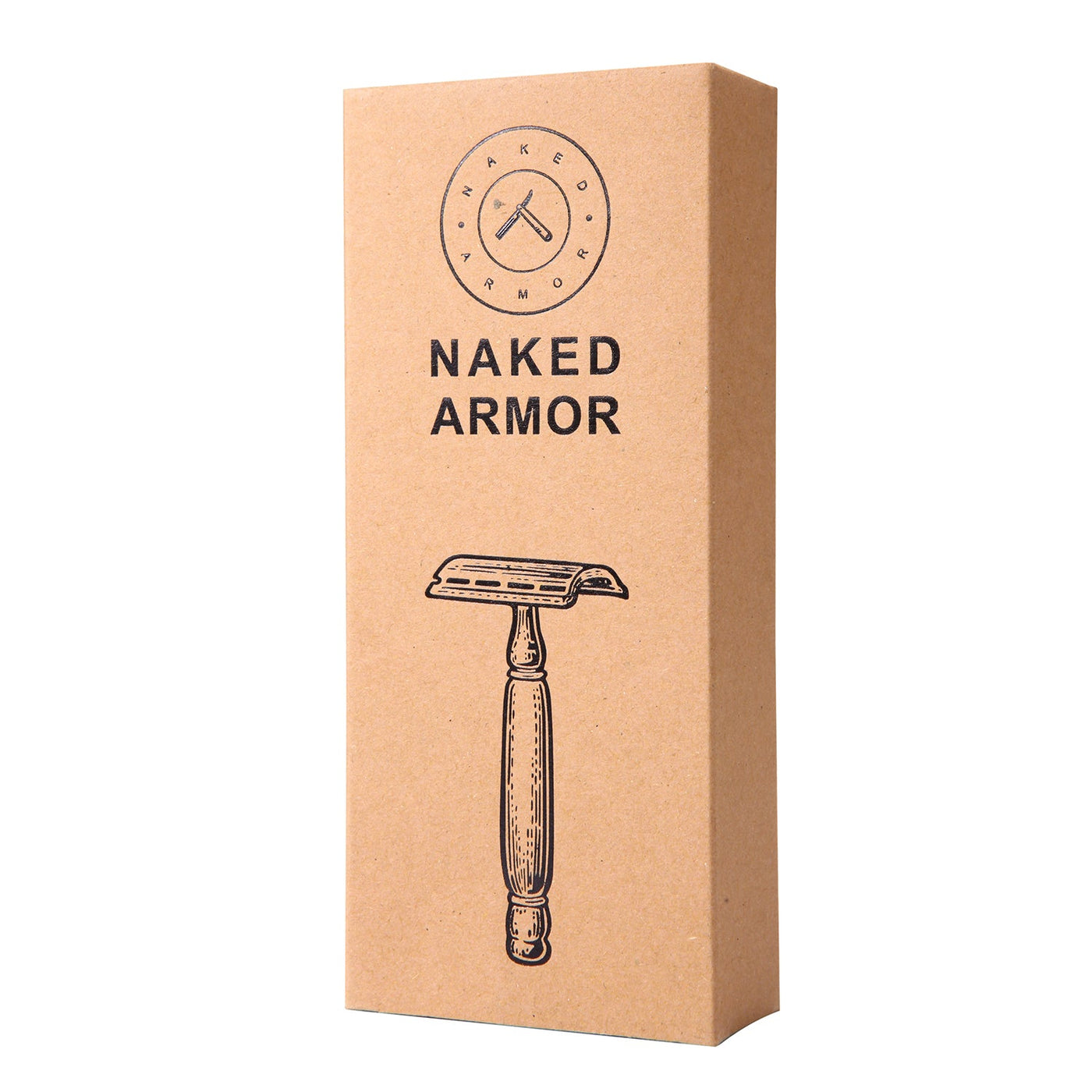 Naked Armor Light Brown Priamus Safety Razor Wood Finish Resin Zinc Aluminum
