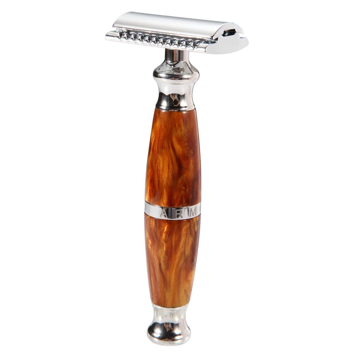 Naked Armor Light Brown Priamus Safety Razor Wood Finish Resin Zinc Aluminum