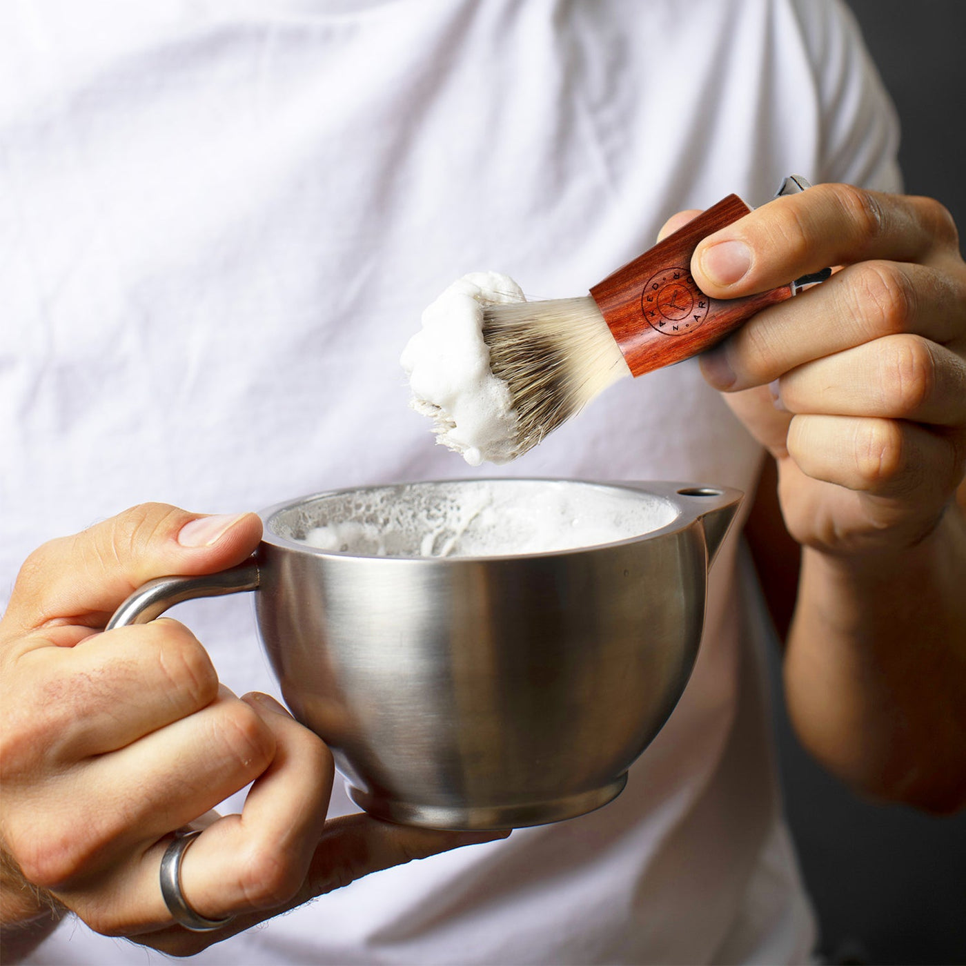 Naked Armor Mahogany Wood Synthetic Badger Shaving Brush