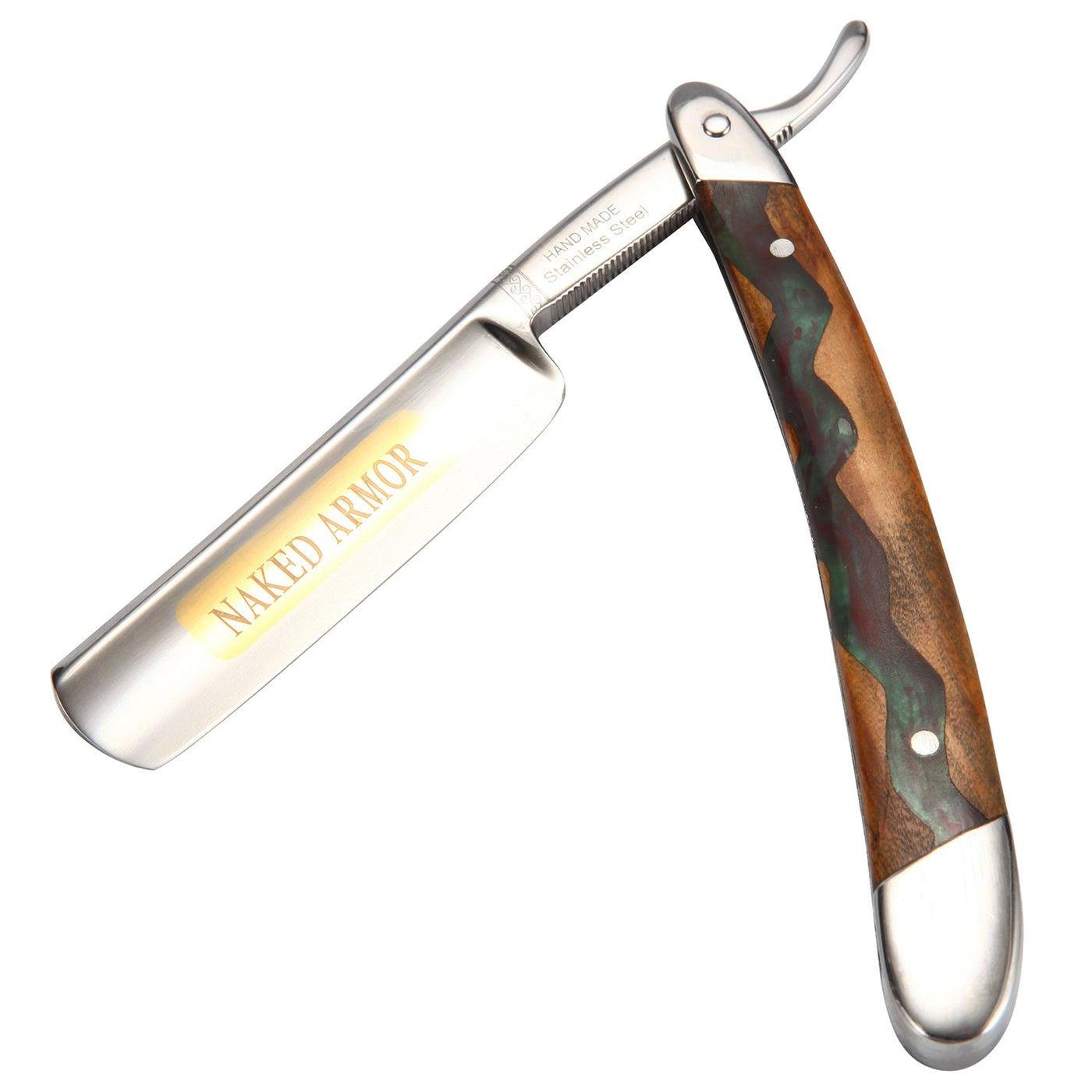 Naked Armor Meliant Straight Razor 7/8" Olive Wood Japanese Stainless Steel