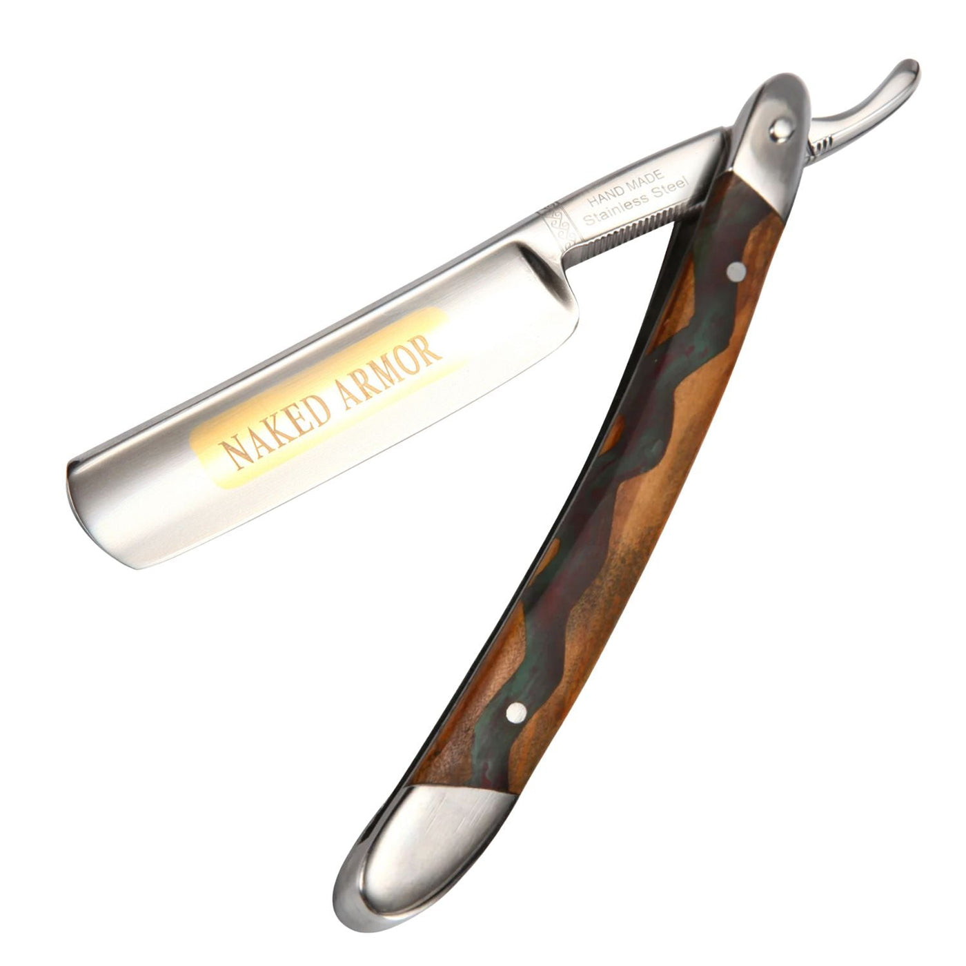Naked Armor Meliant Straight Razor 7/8" Olive Wood Japanese Stainless Steel